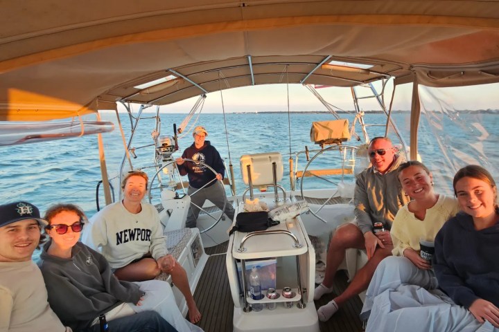 Stephanie Price et al. on a boat