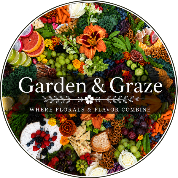 Garden & Graze logo with assorted fruits, vegetables, and flowers.